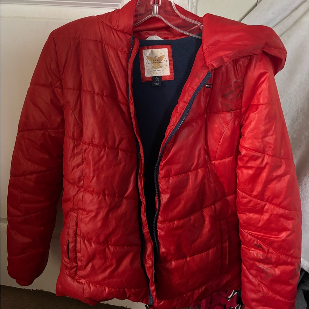 Red Puffer Jacket with Hood